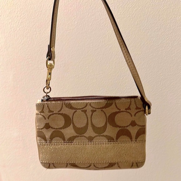 Coach Brown and Gold Wristlet - Picture 1 of 5